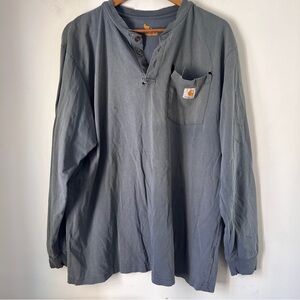 Carhartt Men's Charcoal Long Sleeve Henley Awesomely WRECKED and FLAWED Large